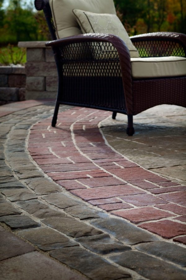 Old World Paver patio with mixed elements
