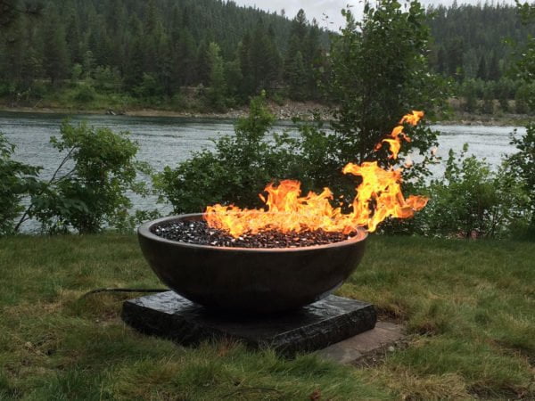 large fire bowl with fire glass