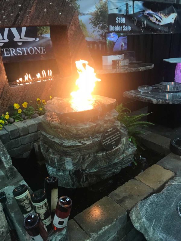 large stone water and fire feature