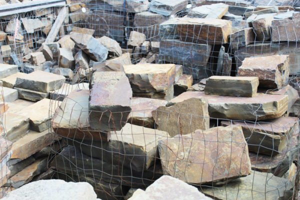 Pallets of large natural stone chunks
